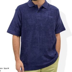 STUSSY Men’s Purple Terry Cloth Polo Shirt Size Small Used